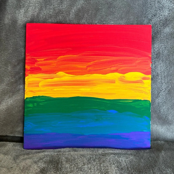 ๐ Acrylic Paint on 8โx8โ canvas board - Rainbow in honor of pride month - Picture 3 of 6
